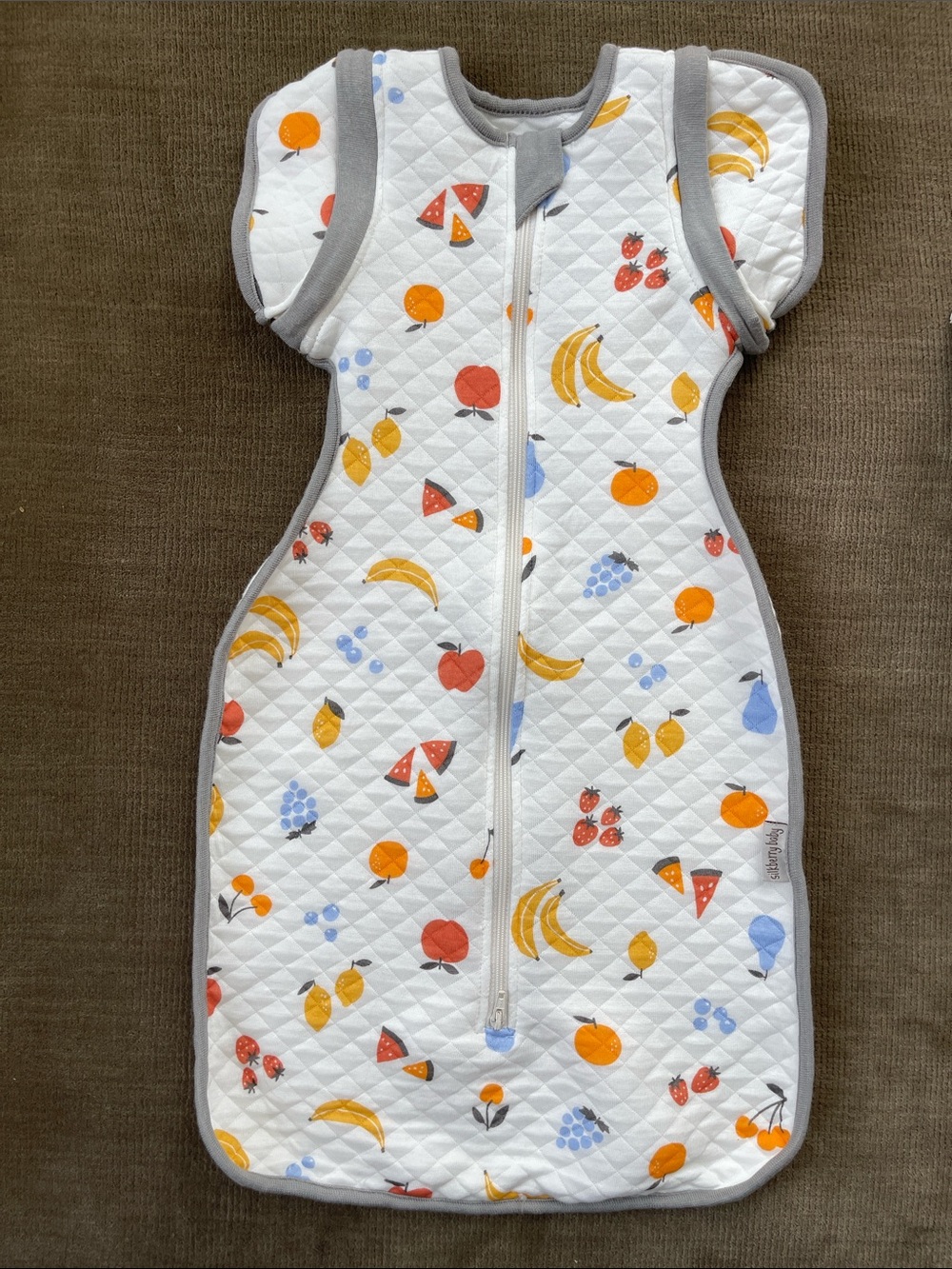Silkberry Quilted Fruit-Print Sleep Sack - White with Yellow & Orange Fruits